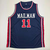 Autographed/Signed Karl Malone United States USA Blue 1992 Dream Team Basketball Jersey JSA COA
