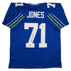 Autographed/Signed Walter Jones Seattle Blue Football Jersey JSA COA by Hall of Fame Sports Memorabilia