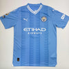 Autographed/Signed Erling Haaland Manchester City Blue Soccer Futbol Jersey Beckett BAS COA