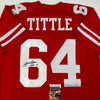 Autographed/Signed YA Y.A. Tittle HOF 71 #64 San Francisco Red Football Jersey JSA COA