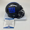 Autographed/Signed Saquon Barkley New York Giants Lunar Eclipse Mini Football Helmet Beckett BAS COA