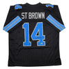 Autographed/Signed Amon-Ra St. Brown Detroit Black Football Jersey Beckett BAS COA by Hall of Fame Sports Memorabilia