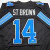 Autographed/Signed Amon-Ra St. Brown Detroit Black Football Jersey Beckett BAS COA by Hall of Fame Sports Memorabilia