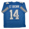 Autographed/Signed Amon-Ra St. Brown Detroit Current Blue Football Jersey Beckett BAS COA by Hall of Fame Sports Memorabilia