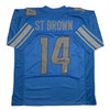 Autographed/Signed Amon-Ra St. Brown Detroit Blue Football Jersey Beckett BAS COA by Hall of Fame Sports Memorabilia