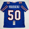Autographed/Signed Greg Rousseau Buffalo Blue Football Jersey JSA COA