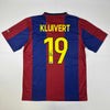 Autographed/Signed Patrick Kluivert FC Barcelona Blue Soccer Jersey Beckett BAS COA