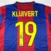 Autographed/Signed Patrick Kluivert FC Barcelona Blue Soccer Jersey Beckett BAS COA
