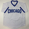 Autographed/Signed Ernie Banks Chicago Pinstripe Baseball Jersey JSA COA