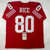 Autographed/Signed Jerry Rice San Francisco Red Football Jersey JSA COA