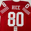 Autographed/Signed Jerry Rice San Francisco Red Football Jersey JSA COA
