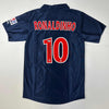Autographed/Signed Ronaldinho PSG Paris Saint Germain Blue Soccer Futbol Jersey Beckett BAS COA