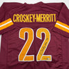 Autographed/Signed Bill Jacory Croskey-Merritt Washington Burgundy Football Jersey Beckett BAS COA by Hall of Fame Sports Memorabilia
