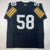 Autographed/Signed Jack Lambert HOF 90 Pittsburgh Black Football Jersey JSA COA by Hall of Fame Sports Memorabilia