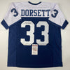 Autographed/Signed Tony Dorsett Dallas Thanksgiving Day Football Jersey JSA COA