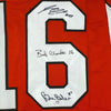 Autographed/Signed Reggie Leach, Bobby Clarke & Bill Barber Philadelphia Orange Hockey Jersey PSA/DNA COA by Hall of Fame Sports Memorabilia