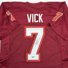 Autographed/Signed Michael Mike Vick Virginia Tech Maroon College Football Jersey Beckett BAS COA by Hall of Fame Sports Memorabilia