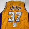 Autographed/Signed Ron Artest Los Angeles LA Yellow Basketball Jersey PSA/DNA COA