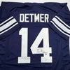Autographed/Signed Ty Detmer Heisman 90 Brigham Young BYU Blue College Football Jersey JSA COA by Hall of Fame Sports Memorabilia