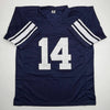 Autographed/Signed Ty Detmer Heisman 90 Brigham Young BYU Blue College Football Jersey JSA COA by Hall of Fame Sports Memorabilia
