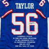 Autographed/Signed Lawrence Taylor New York Blue Stat Football Jersey Beckett BAS COA