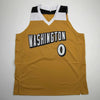 Autographed/Signed Gilbert Arenas Washington Gold Basketball Jersey Beckett BAS COA by Hall of Fame Sports Memorabilia