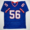 Autographed/Signed Lawrence Taylor New York Blue Stat Football Jersey Beckett BAS COA
