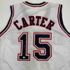 Autographed/Signed Vince Carter New Jersey NJ White Basketball Jersey Mounted Memories COA