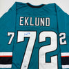 Autographed/Signed William Eklund San Jose Teal Hockey Jersey Beckett BAS COA