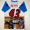 Autographed/Signed Richard Petty NASCAR Auto Racing White Photo Jersey JSA COA