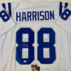 Autographed/Signed Marvin Harrison Indianapolis White Football Jersey JSA COA