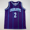 Autographed/Signed Larry Johnson Charlotte Purple Basketball Jersey JSA COA