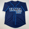 Autographed/Signed Wander Franco Tampa Bay Dark Blue Baseball Jersey JSA COA