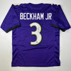 Autographed/Signed Odell Beckham Jr. Baltimore Purple Football Jersey Beckett BAS COA