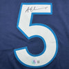 Framed Autographed/Signed Anthony Edwards 35x39 Minnesota Blue Basketball Jersey Beckett BAS COA