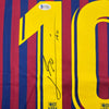 Autographed/Signed Lionel Leo Messi FC Barcelona Soccer Jersey Beckett BAS COA