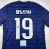 Autographed/Signed Karim Benzema France French National Team Blue Soccer Jersey Beckett BAS COA