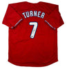 Autographed/Signed Trea Turner Philadelphia Red Baseball Jersey Beckett BAS COA by Hall of Fame Sports Memorabilia