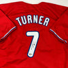 Autographed/Signed Trea Turner Philadelphia Red Baseball Jersey Beckett BAS COA by Hall of Fame Sports Memorabilia