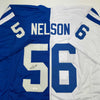 Autographed/Signed Quenton Nelson Indianapolis Blue/White Split Football Jersey JSA COA