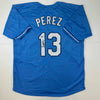 Autographed/Signed Salvador Perez Kansas City Blue Baseball Jersey Beckett BAS COA by Hall of Fame Sports Memorabilia