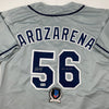 Autographed/Signed Randy Arozarena Tampa Bay Grey Baseball Jersey Beckett BAS COA