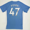 Autographed/Signed Phil Foden Manchester City Blue Soccer Futbol Jersey Beckett BAS COA #2