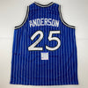 Autographed/Signed Nick Anderson Orlando Blue Pinstripe Basketball Jersey PSA/DNA COA