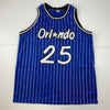 Autographed/Signed Nick Anderson Orlando Blue Pinstripe Basketball Jersey PSA/DNA COA