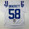 Autographed/Signed Gary Brackett Indianapolis White Football Jersey JSA COA by Hall of Fame Sports Memorabilia