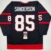 Autographed/Signed Jake Sanderson Ottawa Black Hockey Jersey JSA COA by Hall of Fame Sports Memorabilia