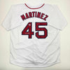 Autographed/Signed Pedro Martinez Boston White Baseball Jersey Beckett BAS COA
