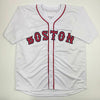 Autographed/Signed Pedro Martinez Boston White Baseball Jersey Beckett BAS COA