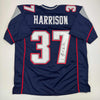 Autographed/Signed Rodney Harrison New England Blue Football Jersey Beckett BAS COA